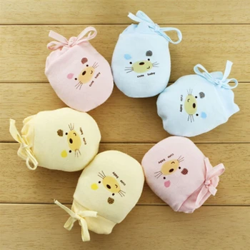

New Spring 3 Months Cotton Baby Proof Gloves Neonatal Gloves Cute Baby Infant Anti Scratch Mittens Soft Newborn Rope Baby Gloves