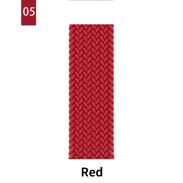 Braided Solo Loop For Apple Watch Band Se 76543 40mm 44mm Elastic Bracelet Strap on Smart Series 38mm 42mm 41mm 45mm Accessories 5 red colro