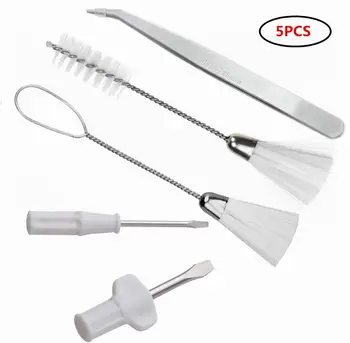 

5Pcs Sewing Machine Service Kit- 2pcs Double Ended Cleaning Brushes,2 Different Size Screwdrivers And Tweezer Sewing Tools Set