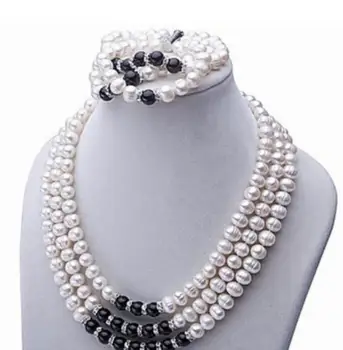 

Fashion jewelry Free Shipping Freshwater Pearl Jewelry Set Necklace, Bracelet And Earrings