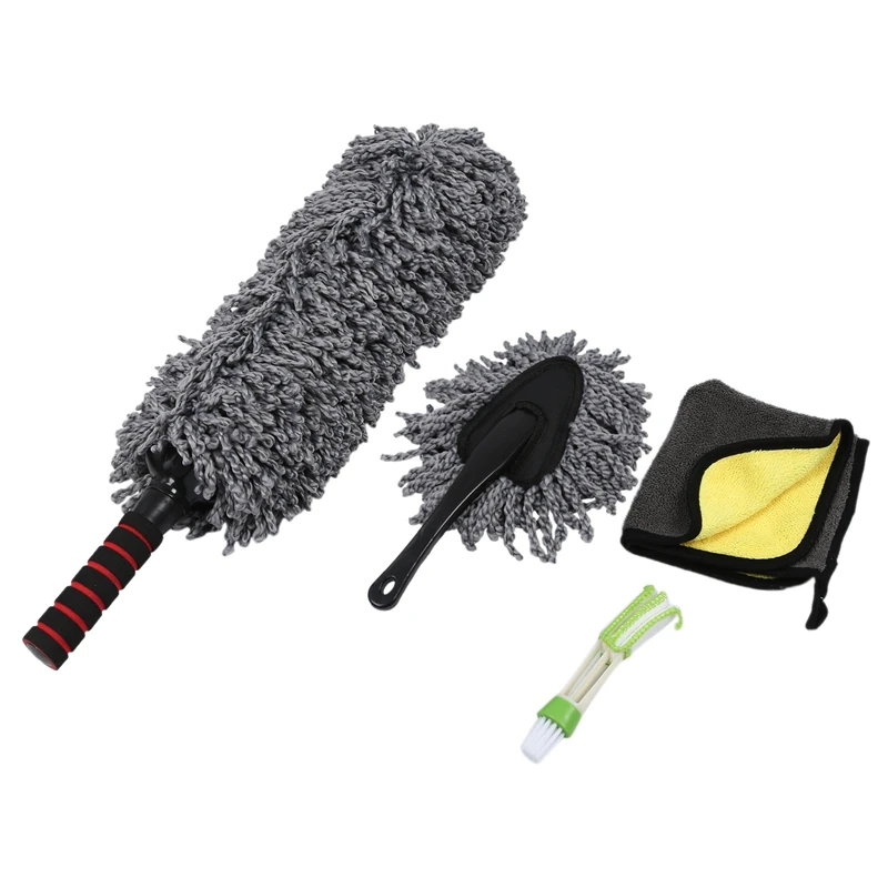 Extensível de Microfibra Espanador do Painel da Limpeza Detalhando do Carro Kit do Espanador do Carro Conjunto de 4 Espanador Multiuso Escova Interior Exterio –