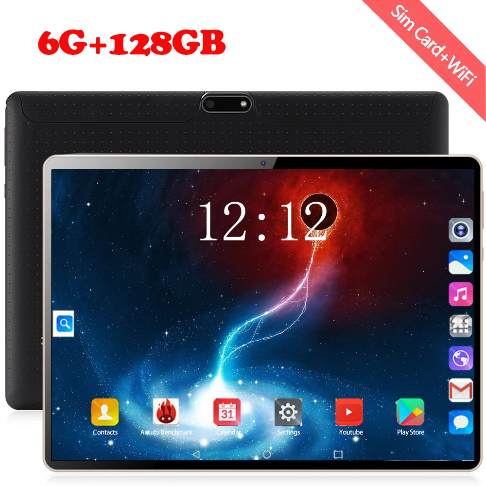 

128G MID Global Bluetooth Wifi phablet Android 8.0 10.1 inch tablet ten Core 6GB RAM 128GB ROM Dual SIM Cards Tablet 4G LTE FDD