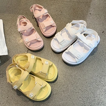 

Women Chunky Sandals Designers Brand Summer Beach Casual Shoes Woman White Wedges Ulzzang Fashion Platform Sandal Ladies 2020