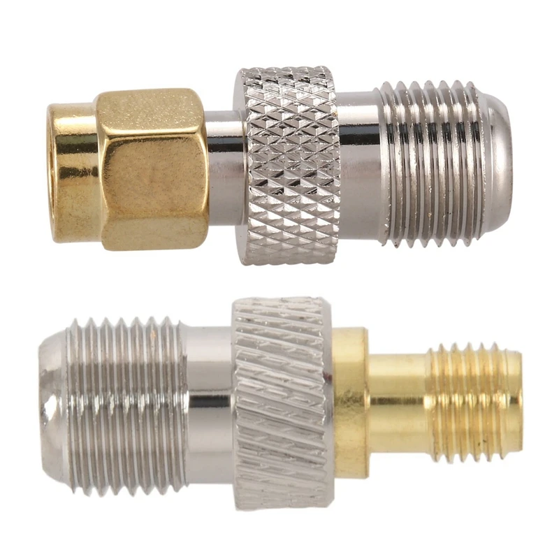 AABB-2Pcs радиочастотный коаксиальный адаптер: 1 шт. SMa штекер F Female и 1 шт. SMa Female To F Female, серебристый