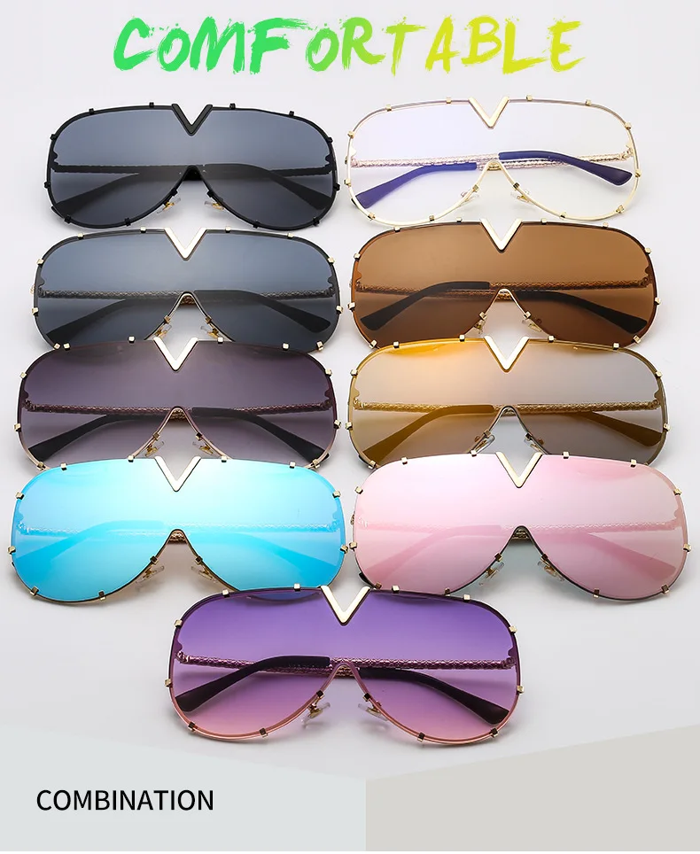 rose gold sunglasses 2022 New Fashion One Piece Shield Sunglasses For Women Vintage Oversized Paw Sun Glasses Men Uv400 Hip Hop Punk Eyewear Black oversized square sunglasses