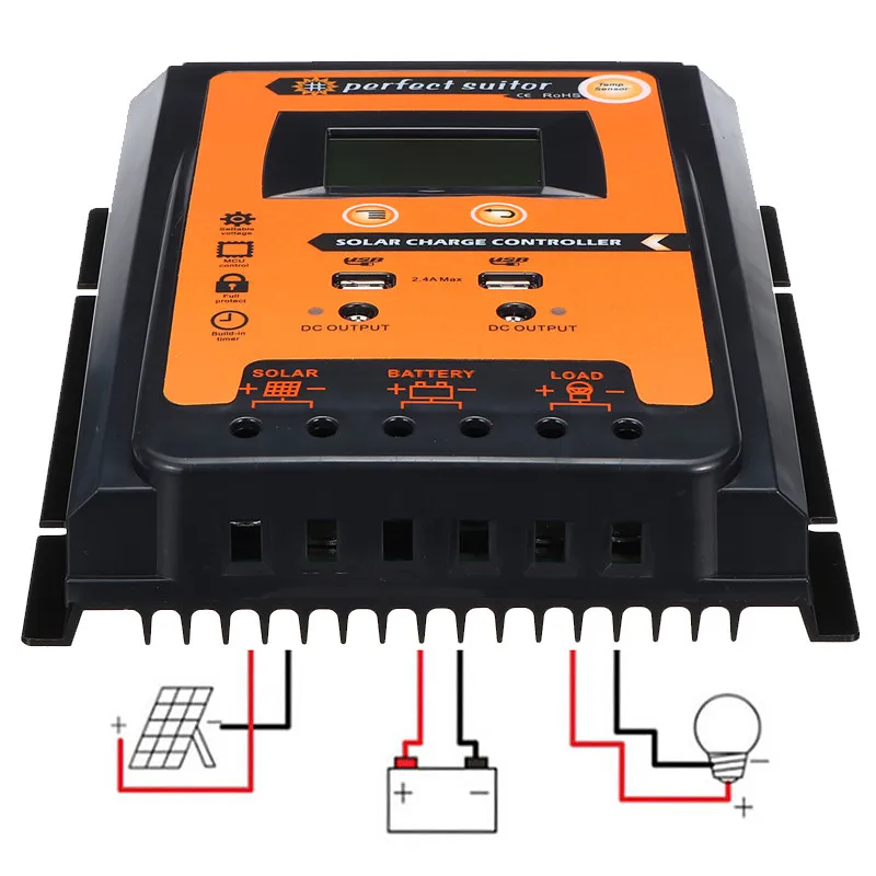 

12V/24V 30A 50A 70A MPPT Intelligent Dual USB LCD Display Solar Charge Controller Solar Panel Battery Regulator