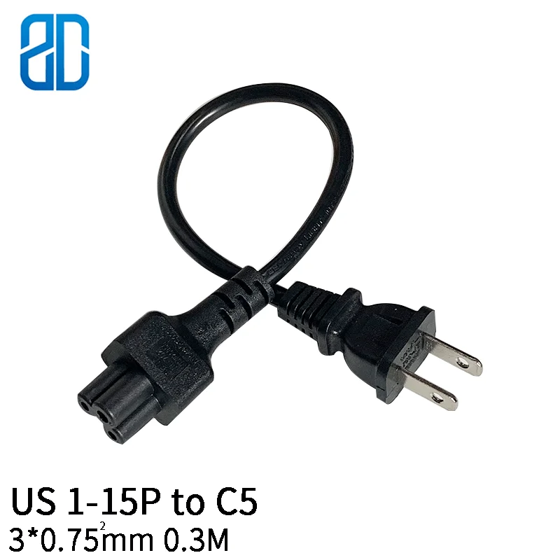 

0.3M 3*0.75mm US 1-15P TOC5 Japan Nema Plug 1-15P 2Pin To IEC320 C5 Wire Power Extension Cable Cord Adapter 10A 250V