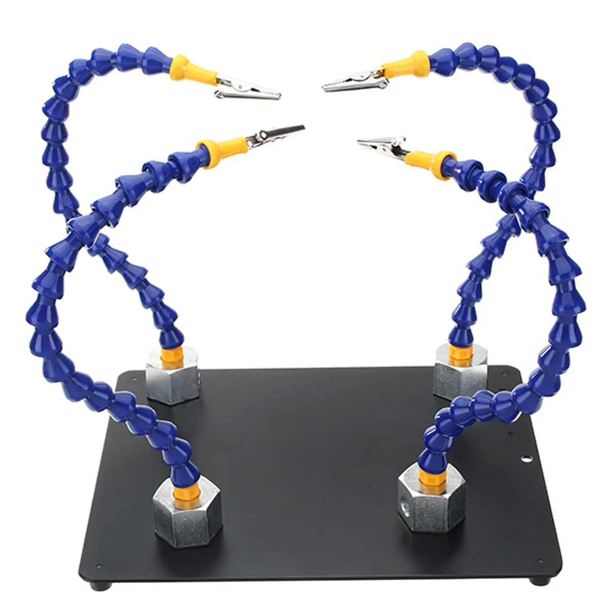 

Metal Base Flexible Arms Soldering Station PCB Fixture with 4 Movable Ferromagnetic Adaptors Clip Helping Hands