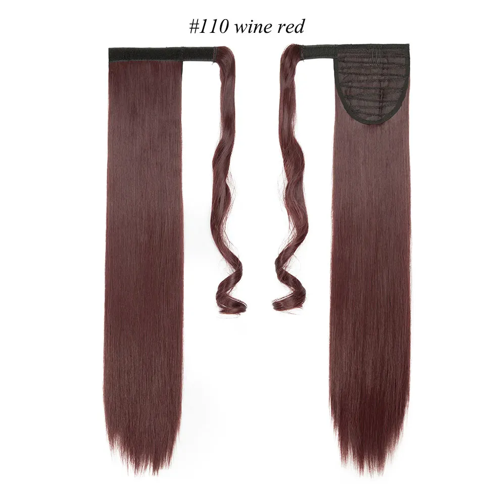 S-noilite 23 дюйма длинные волнистые волосы на заколках в хвосте накладные волосы конский хвост шиньон синтетические волосы обертывание вокруг хвоста пони наращивание волос - Цвет: wine red