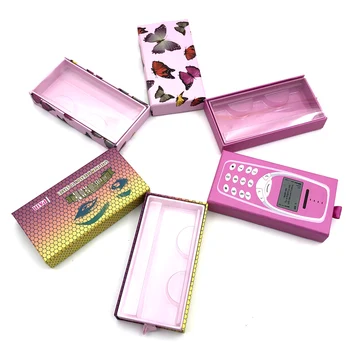 

Wholesale Eyelashes Packaging With Tray Drawer Paper Box Can Do Private Logo Butterfly honeycomb Lashes box bulkPhone Packaging