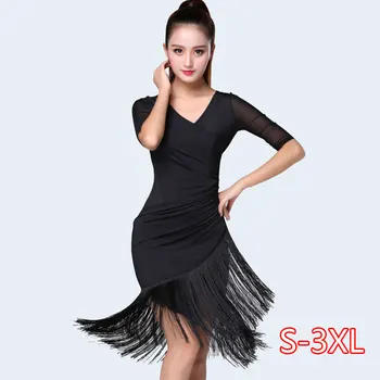 

New Latin Dance Tassel Dress Training Female Adult Summer Ballroom Tango Salsa Rumba Costume
