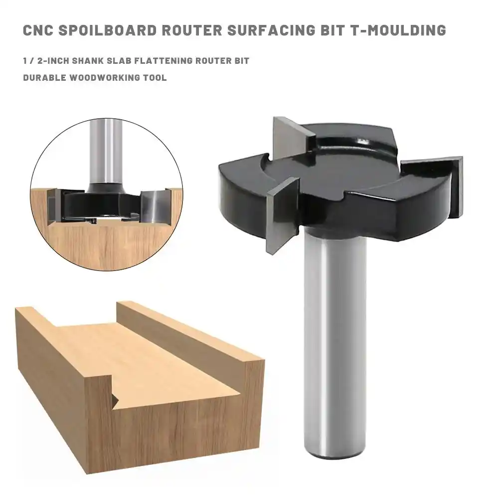 1//2/" Shank Router Bit Tools Durable Carbide Tipped^Tool CNC Spoilboard Surfacing