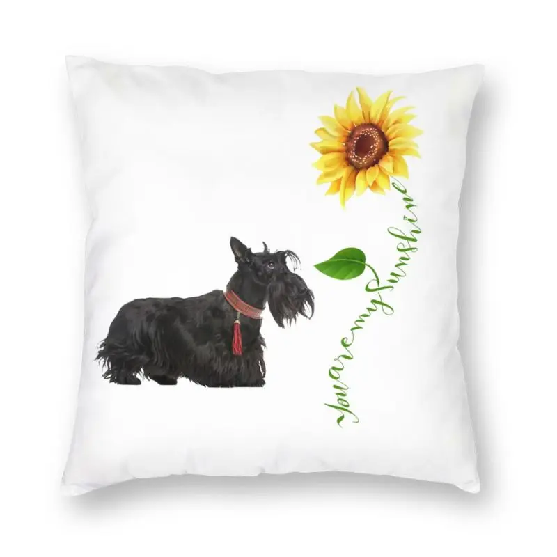 

Custom You Are My Sunshine Scottish Terrier Pillow Cover Decoration 3D Printing Scottie Dog Cushion Cover for Living Room