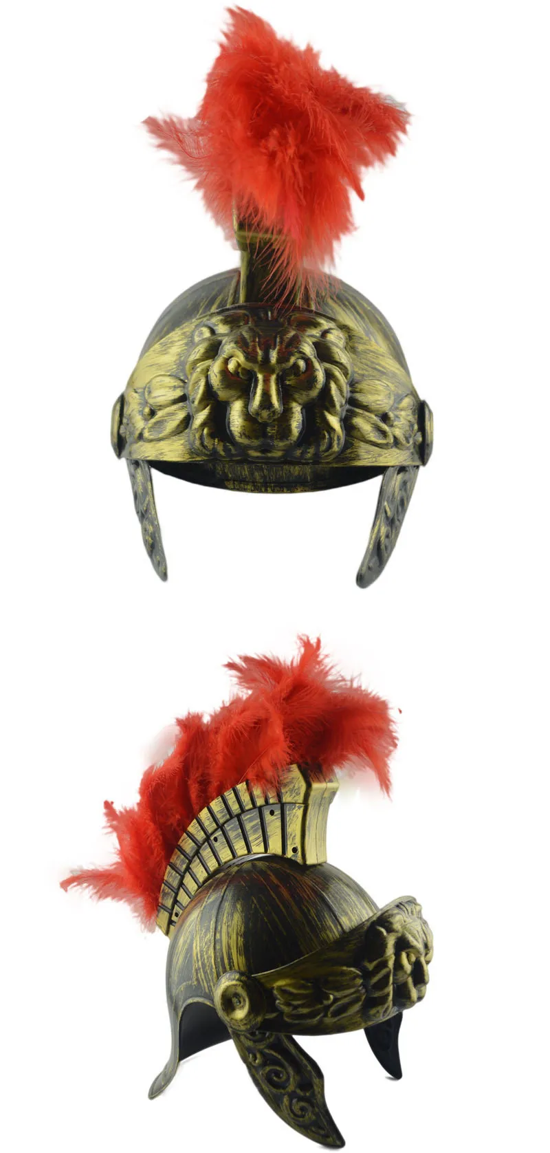 Пластиковый косплей маскарад средневековый Римский Шлем маска спартанского воина Римский Шлем Спартак самурайская шляпа шлем перо Лев Кепка