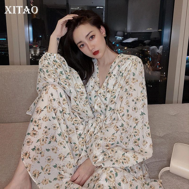 

XITAO Chiffon Print Pattern Dress Fashion New Women 2020 Spring High Waist Chiffon Small Fresh Casual Style Loose Dress DMY3929