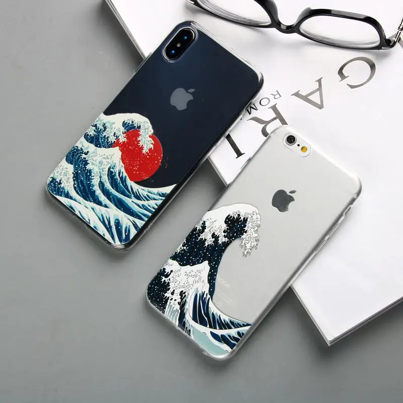 Японский морской волны океан чехол для iPhone 12 11 XS MAX XR мягкий силиконовый Летний