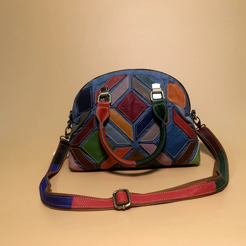 Цветная дамская сумка из воловьей кожи разных цветов Милая дамская сумка для кампуса маленькая дамская сумка с геометрическим элементом сумка с мозаикой дамская сумочка