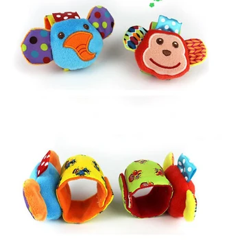 

2Pcs Cute Animals Plush Hand Bell Wristband Baby Boy/Girl Toy Baby Rattle Wrist Strap Newborn Plush Toy Gift