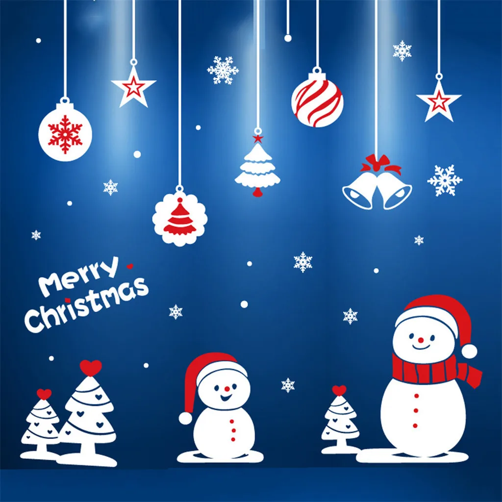 

Christmas Window Sticker Window Decoration Santa Claus Static Sticker PVC New Year Glass Sticker Room Home Decor#26