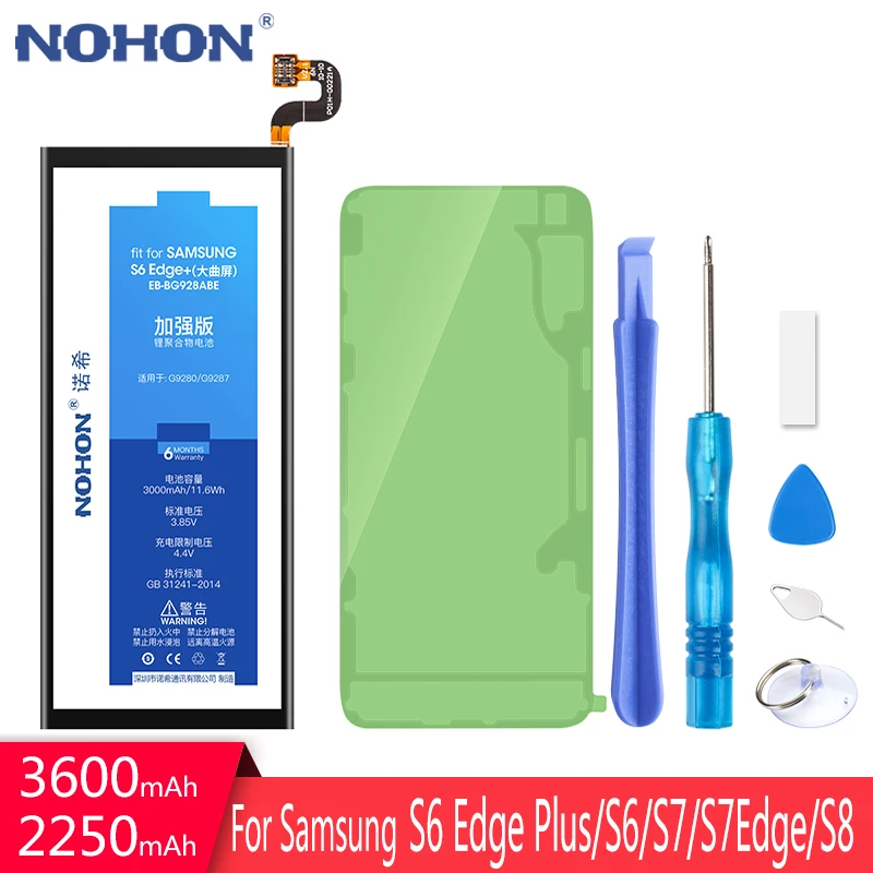 Литий-полимерный аккумулятор NOHON для Samsung Galaxy S6 G920F Edge Plus G928F S7 G930F G935F S8 G950F сменные