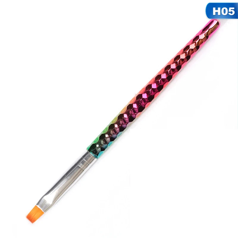 1Pcs Rainbow Fish Tail Mermaid Nail Art Brush Silicone Dotting Sculpture Pen Hollow Carving Emboss Shaping Acrylic Gel Tips Tool - Цвет: 05