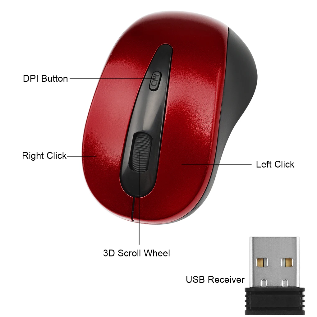 Портативная беспроводная оптическая USB мышь 2 4 ГГц|Мыши| |