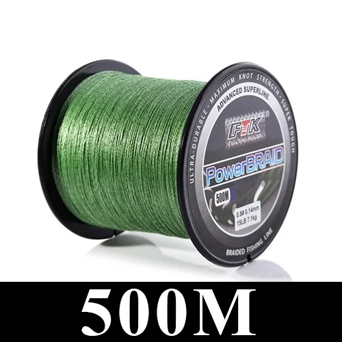 FTK 300 м/500 м плетеная леска из полиэтилена 0,10 мм-0,40 мм 0,4-6,0# код 4 нити 8-60LB PE многофиламентная леска - Цвет: Dark Green 500m