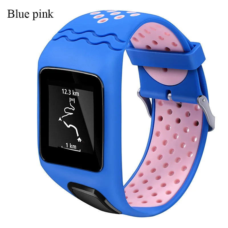 Blue with pink BOORUI силиконовый ремешок для часов TomTom ремешок для часов спортивный мягкий браслет для TomTom 1 серия gps часы - Цвет: Blue with pink