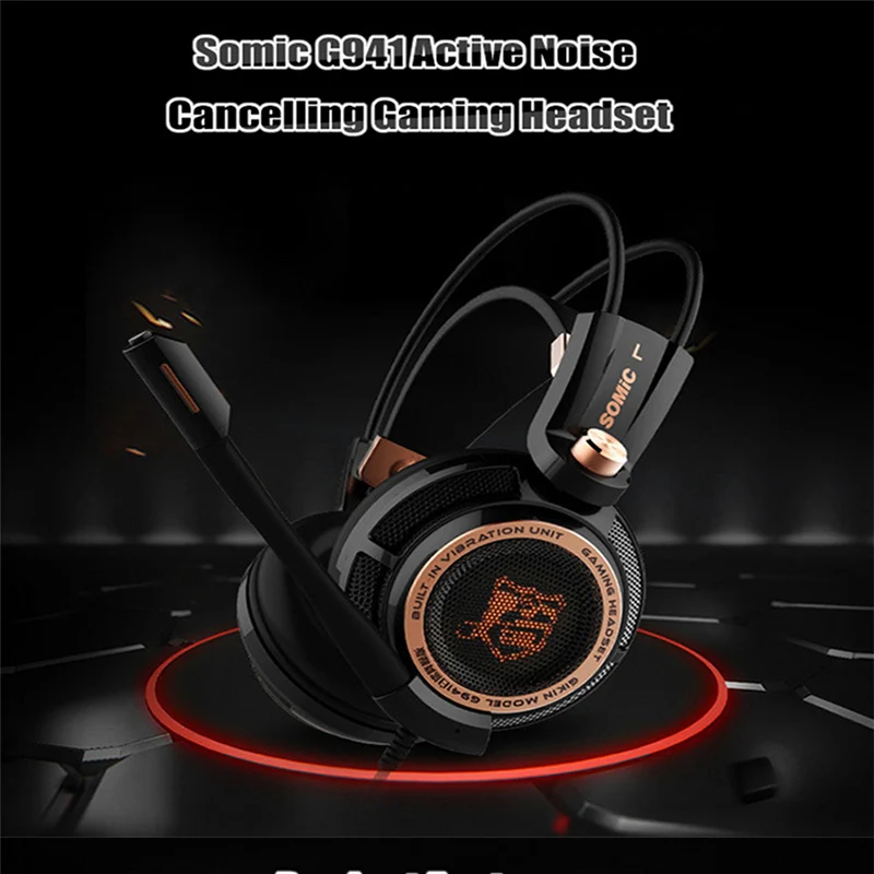 Somic G941 USB Gaming Headset Active Noise Cancelling 7.1 Virtual Surround Sound Headphone with Mic