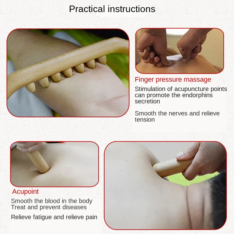 4 шт. Очищающая Палочка из Букового дерева для спины и шеи массажные инструменты