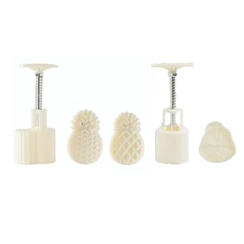

Plastic Mooncake Mold 50g Cookie Cutter with Pineapple Lotus Stamp Hand Press Chocolate Moon Cake Mould DIY Bakeware
