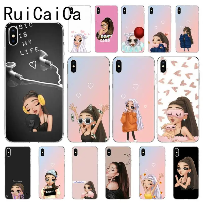 RuiCaiCa Ариана Гранде мультфильм розовый coque funda чехол для телефона iPhone 8 7 6 6S Plus X XS MAX 5