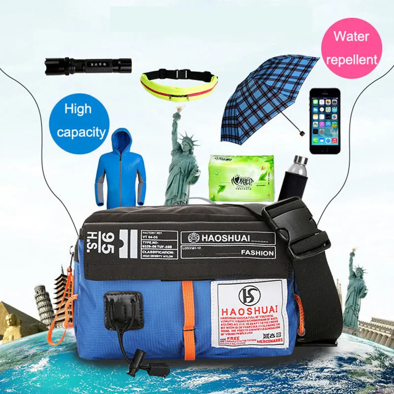 

Korean Fashion Men's Outdoor Sports Waterproof Nylon Large Capacity Mountaineering Diagonal One Shoulder Cycling Bag