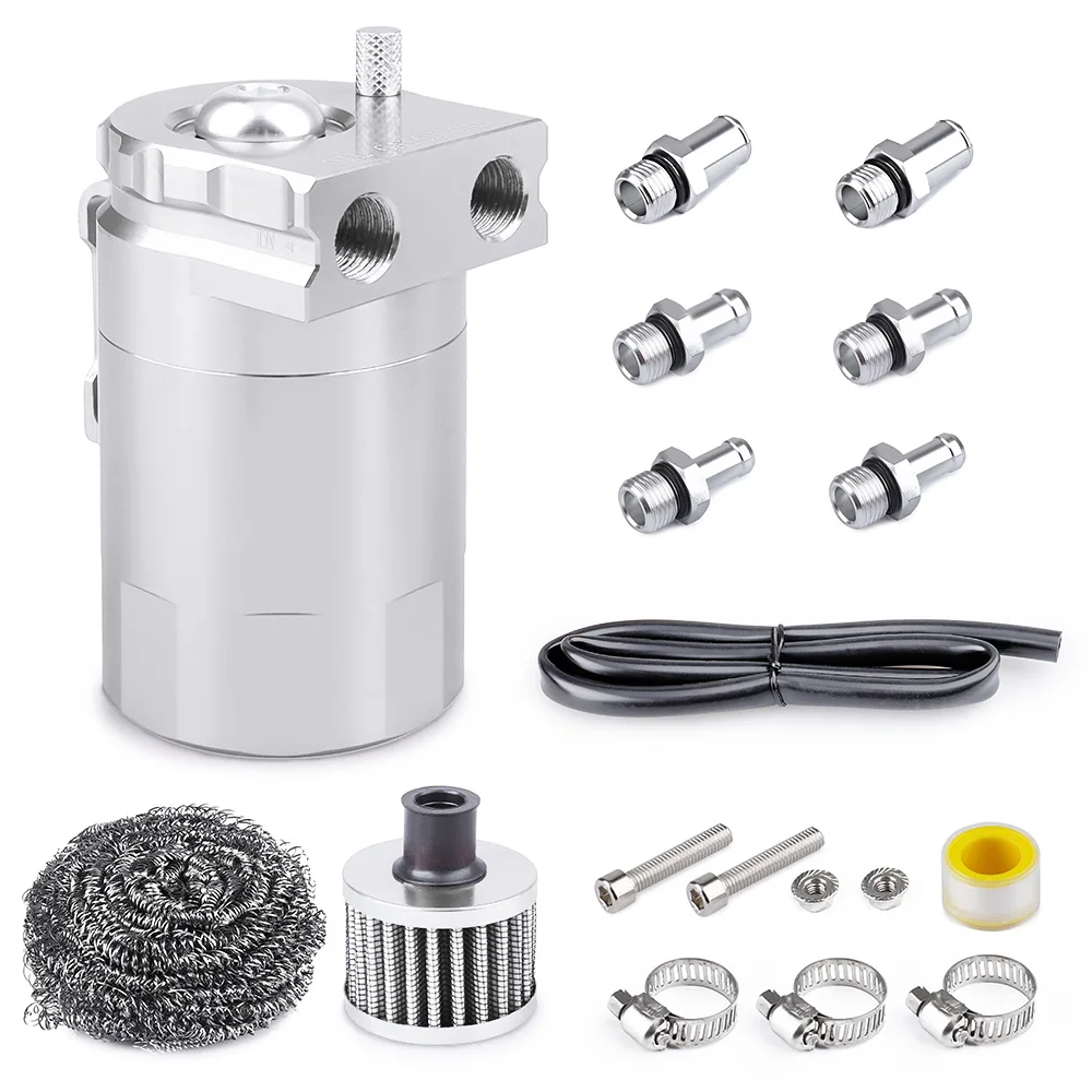 300ml Öl Reservoir Kraftstoff Tank Auto Universal Verblüfft Aluminium Öl  Fangen Können Kit Mit Luftfilter Schwarz