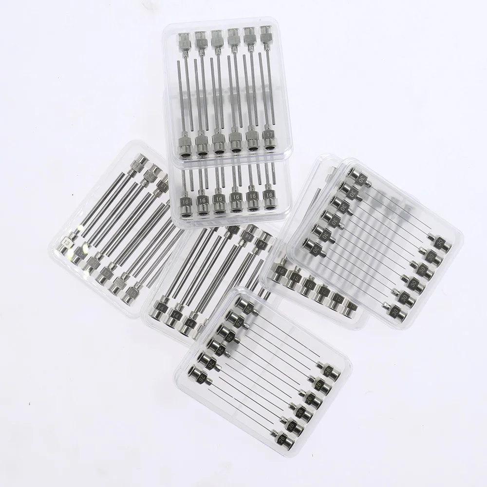 12pcs/Box 12pk 1.5 Inch 8g to 30g Stainless-Steel Syringe Dispenser Dispensing Glue Needles Blunt Metal Flat Mouth