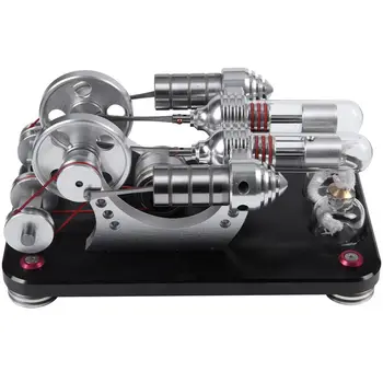 

Metal 2-Cylinder Double Parallel Bootable Hot Air Stirling Engine Model Micro-External Combustion Engine Model