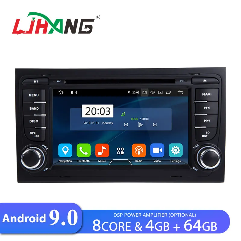 LJHANG Car DVD Player Android 9.0 For AUDI A4 S4 2002-2008 GPS Navi WIFI Auto Stereo 2 Din Multimedia Car Radio Bluetooth IPS AM