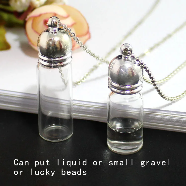 5pcs 아로마 병 펜던트 향수병 키 체인 목걸이 에센셜 오일 병 펜던트 목걸이 Diy 수제 보석 장식 선물