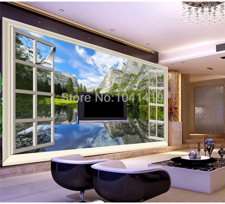 lago, montanha, paisagens da natureza, sala de