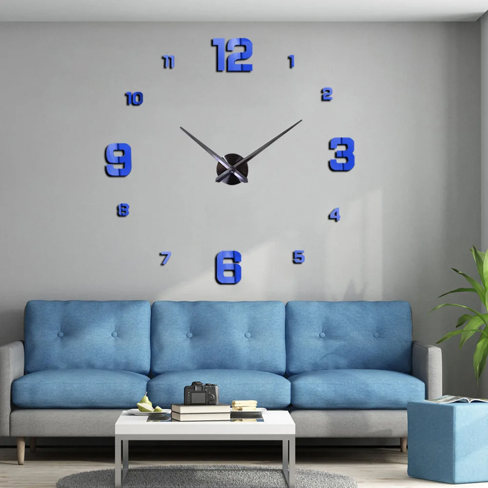 2020 Modern Design Large Wall Clock 3D DIY Quartz Clocks Fashion Watches Acrylic Mirror Stickers Living Room Home Decor Horloge