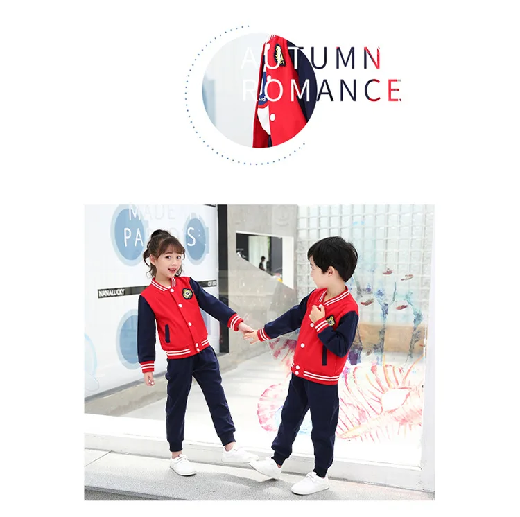 Young STUDENT'S School Uniform Autumn And Winter New Style Cotton Baseball Sports Clothing Kindergarten Suit Spring And Aut