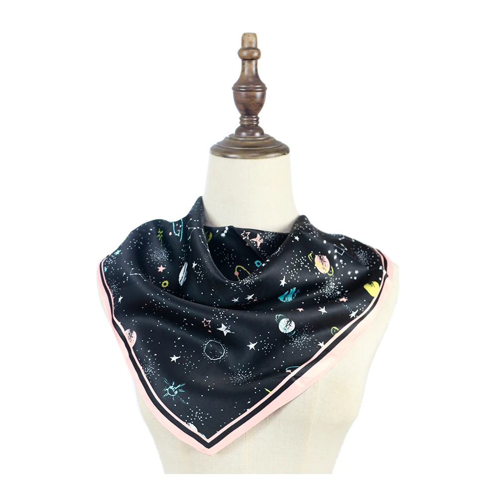 Hair Scarf платок на голову Silk Polyester Hijab 60cm Square женский Foulard Cheveux Bandana