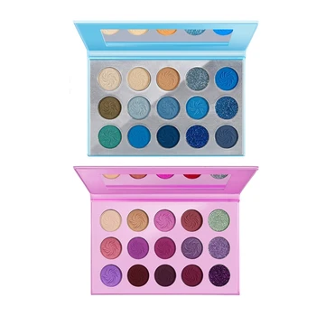 

DE'LANCI 2 Pcs Makeup Eyeshadow Palette 15 Color Matte Shimmer Pigmented Glitter Eye Shadow Palette - Blue & Purple