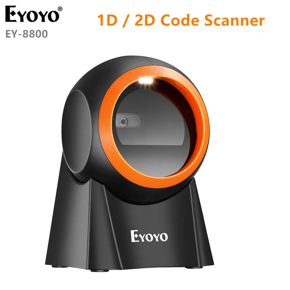 Eyoyo Hands-Free 1D 2D Desktop Barcode Scanner QR Barcode Reader Support Screen Scanning Platform Scanner for Warehouse, book scanner Scanners