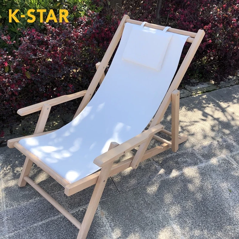 Chaise de plage pliante en bois massif, avec accoudoirs, pour l'extérieur,  Camping, toile, livraison directe, K STAR | AliExpress