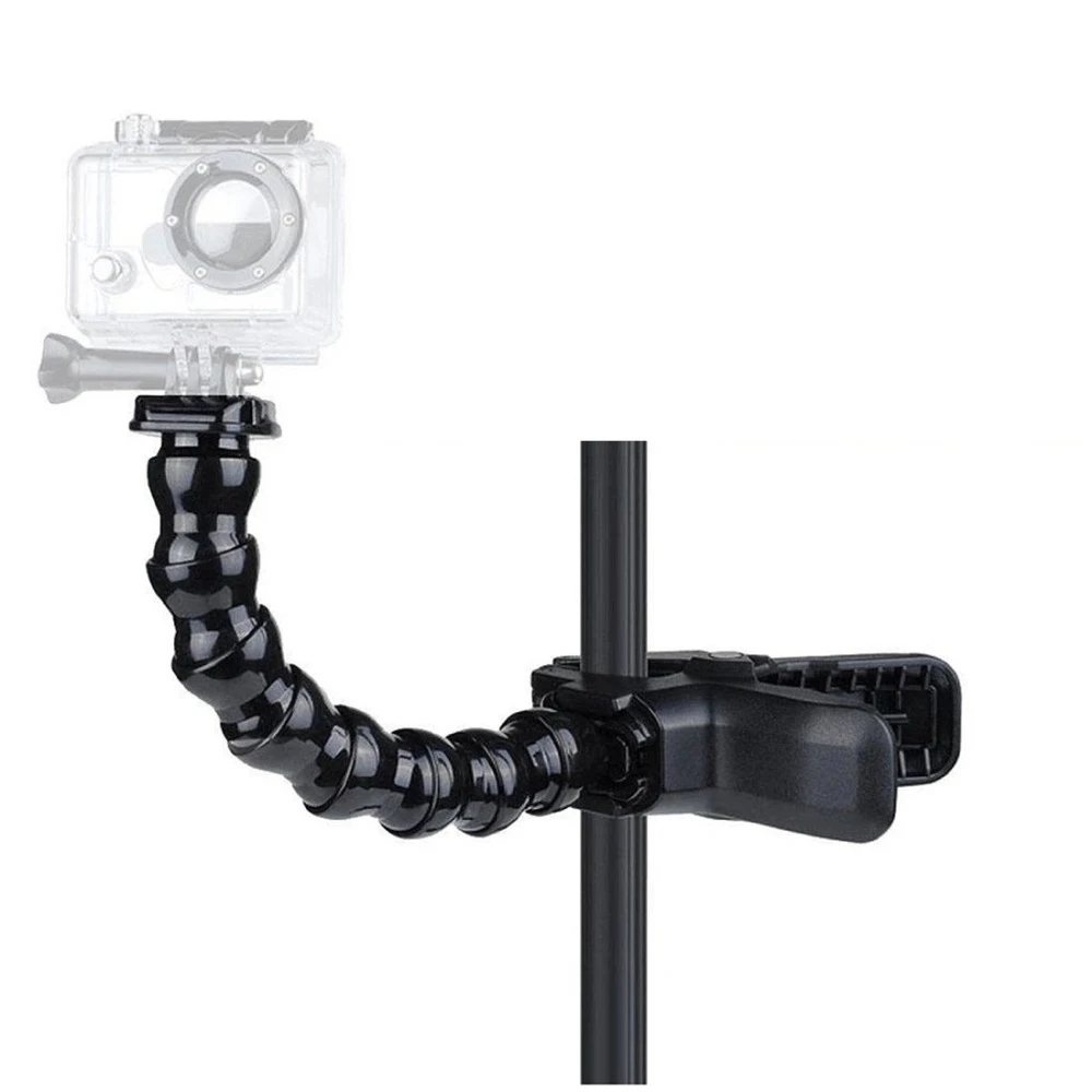 Jaws Flex Clamp Mount + 8 Joint Adjustable Goose Neck for Gopro Hero/8/7/6/5/4/3/2/Xiaoyi 1/SJ4000/Eken H9 action camera