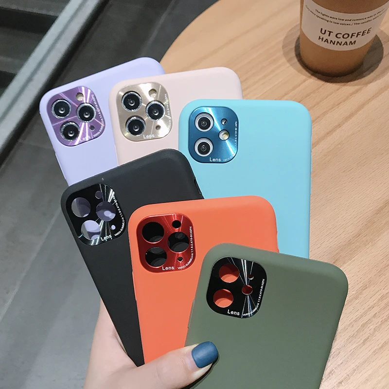 

Metal Liquid Silicone Case For iPhone 11 Pro Max Full protector Camera Case For iPhone X XS MAX XR 7 8 PLUS SE 2 2020