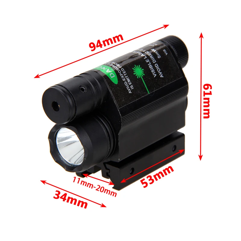 Hunting Green/Red Dot Scope Sight Picatinny Rifle Scope Barrel Mount With Tactical Pistol Gun Light+Switch+16340BY+CR2+Charger