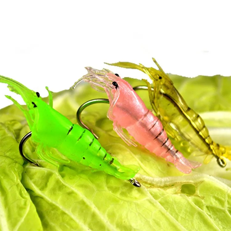 

FANTU Fishing Shrimp Lure Fishy Smell 4cm Camarao Artificial Lure Luminous Soft Lures Fishing Tackles