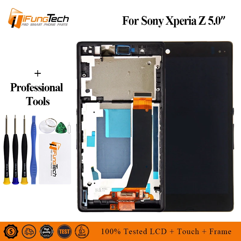 Сменный ЖК-дисплей с сенсорным экраном и рамкой для SONY Xperia Z L36H C6603 C6602 C6606 |